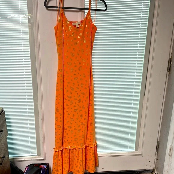 open lace back dress Kaida Slinky Maxi Dress with Hardware / Burnt Orange | Meshki main image 0